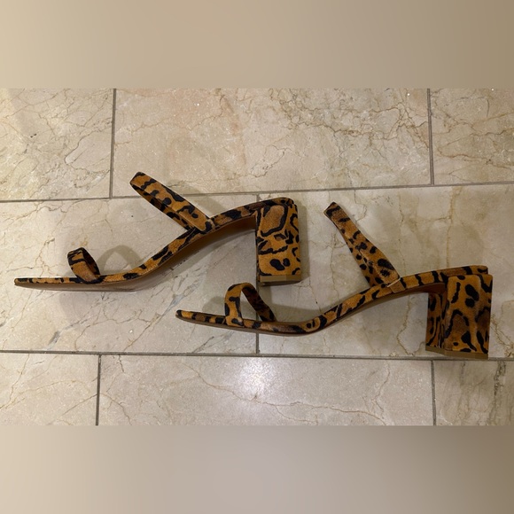 Leopard print By Far block heel sandals - Picture 2 of 6
